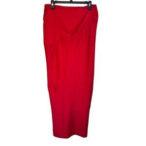 House of CB Colette Low Waist Skirt Red Sz M Satin Maxi